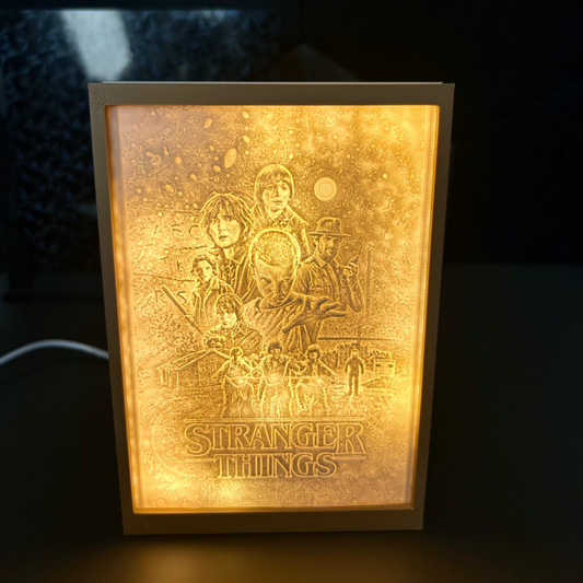 Lampada 3D tema Stranger Things in bianco e nero