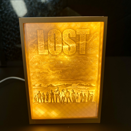 Lampada 3D tema Lost bianco e nero