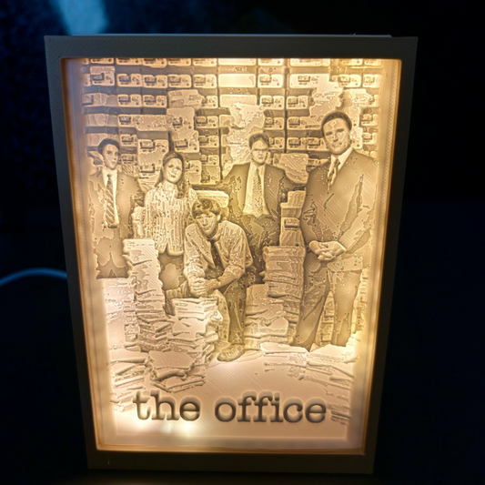 Lampada 3D tema The Office in bianco e nero