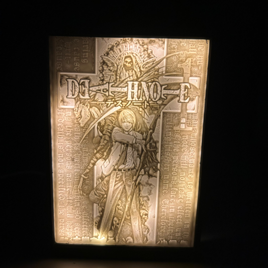 Lampada 3D tema Death Note in bianco e nero